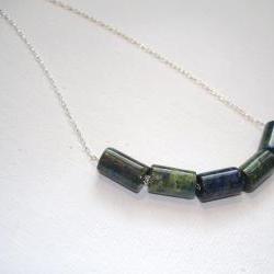 Sterling Silver & Blue-Green Stones Necklace